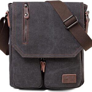 Small Messenger Bag for Men, Vintage Canvas Crossbody Shoulder Bags for Women, A